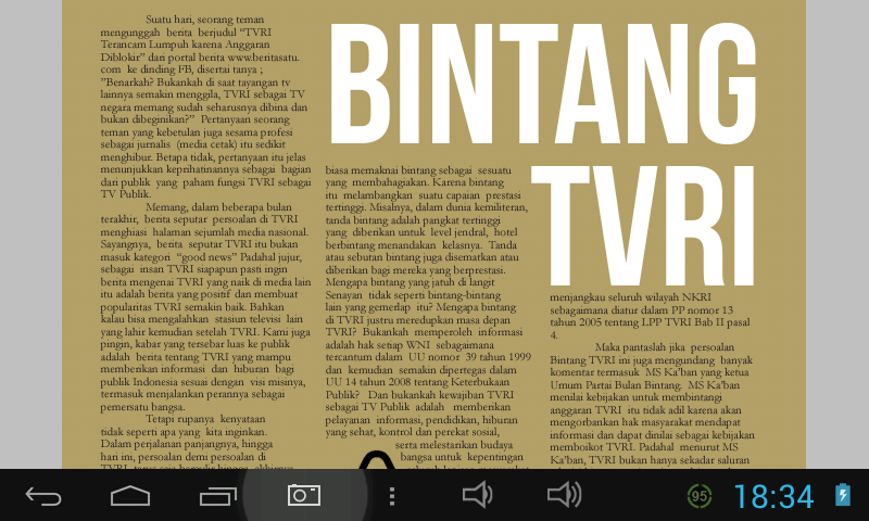 Ditemukan : Artikel Anggaran TVRI yang dibintangi DPR di Majalah Internal TVRI